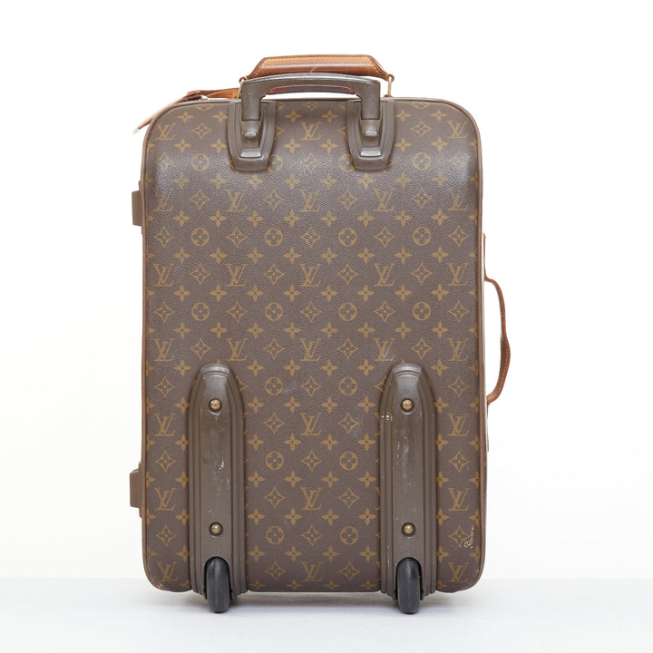 LOUIS VUITTON Vintage P√©gase 55 brown monogram canvas rolling carry on luggage