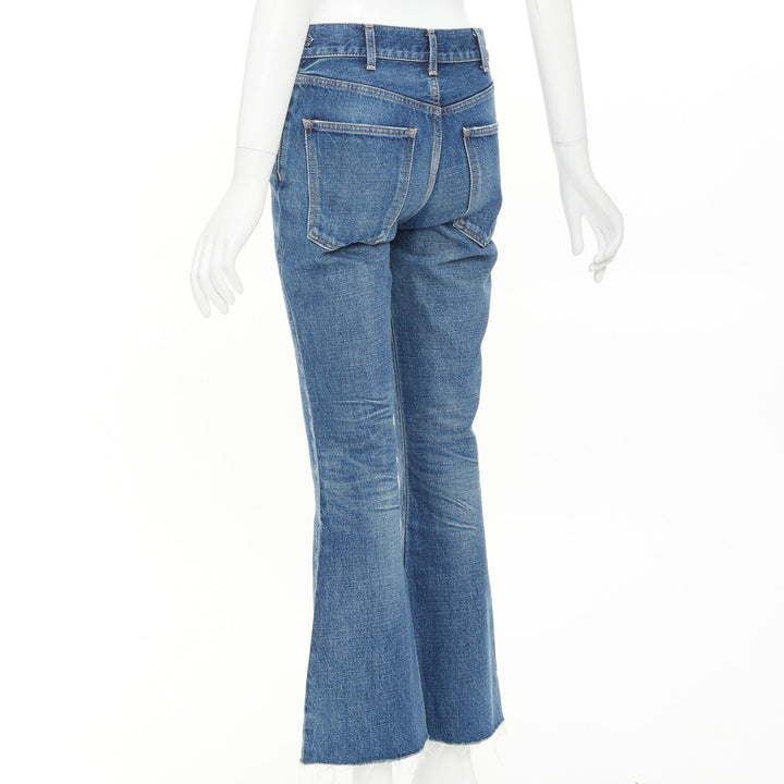 CELINE W_FL_015 N553 930F 07UW washed gold horsebit logo buckles flare jeans 26"