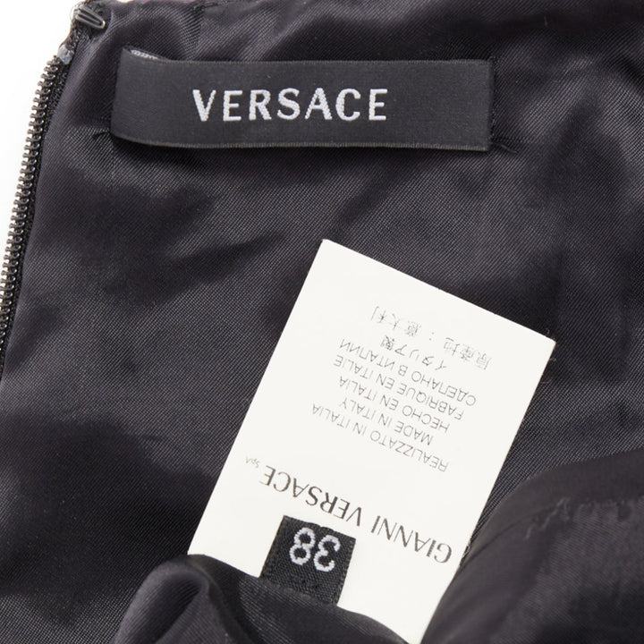 VERSACE purple black white tweed black jacquard sleeveless dress IT38 XS