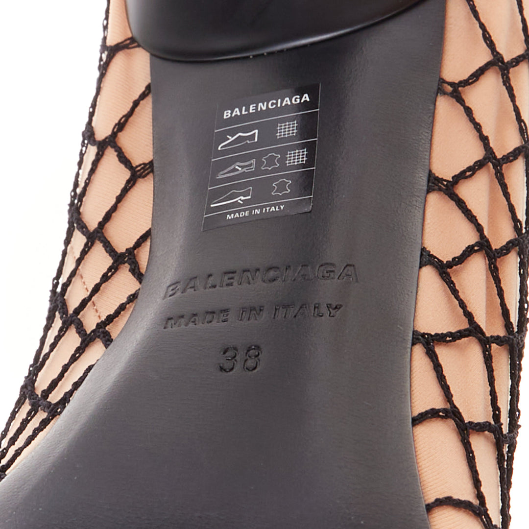 BALENCIAGA Demna Pantashoes nude black fishnet overlay molded toes boots EU38