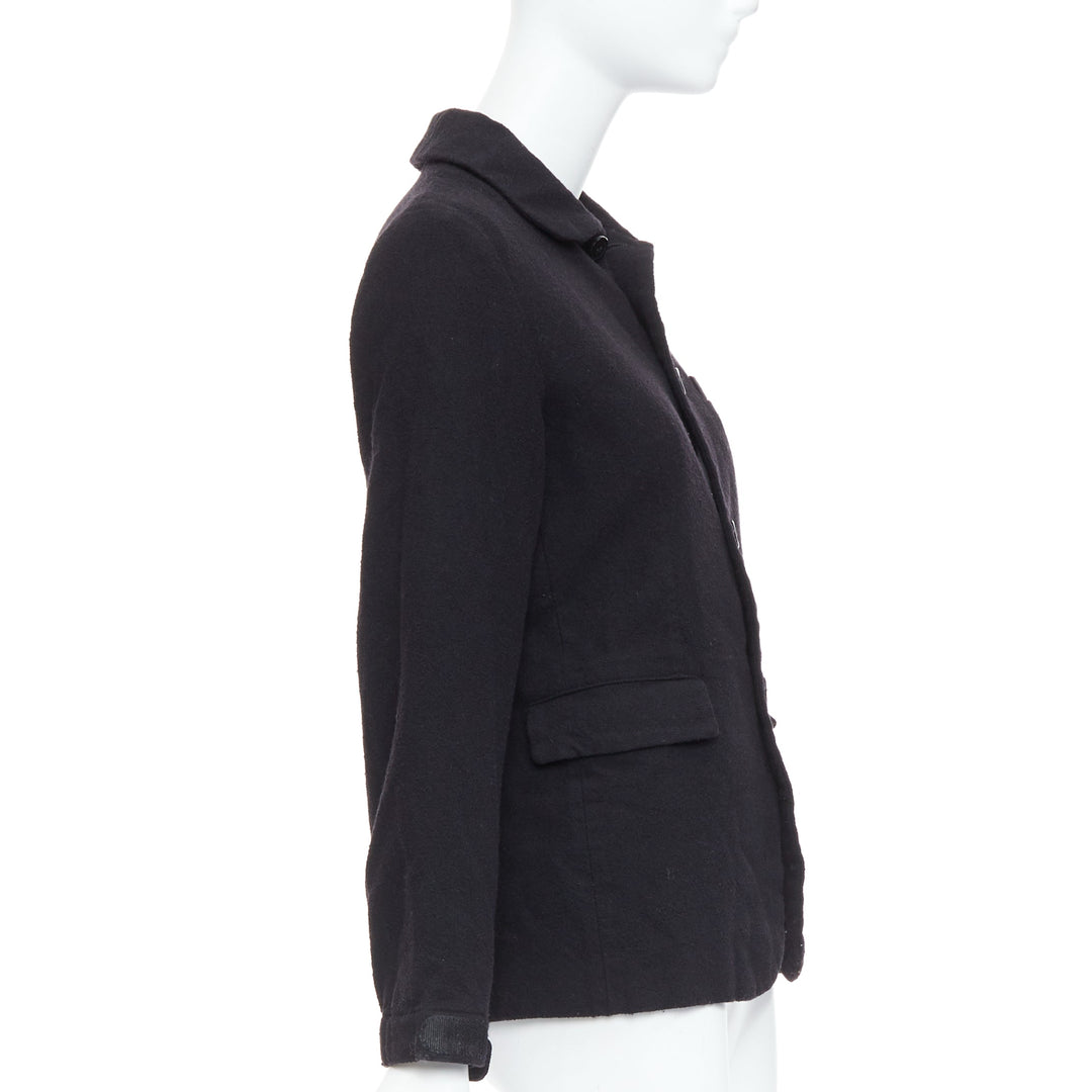 COMME DES GARCONS CDG black boiled wool button down blazer coat S