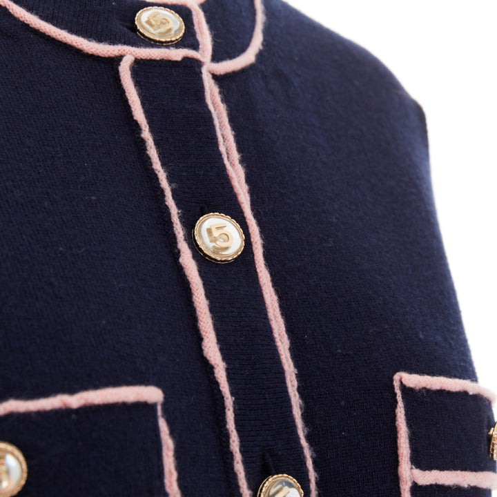 CHANEL 21P Runway 100% cashmere No. 5 button cardigans FR40 L