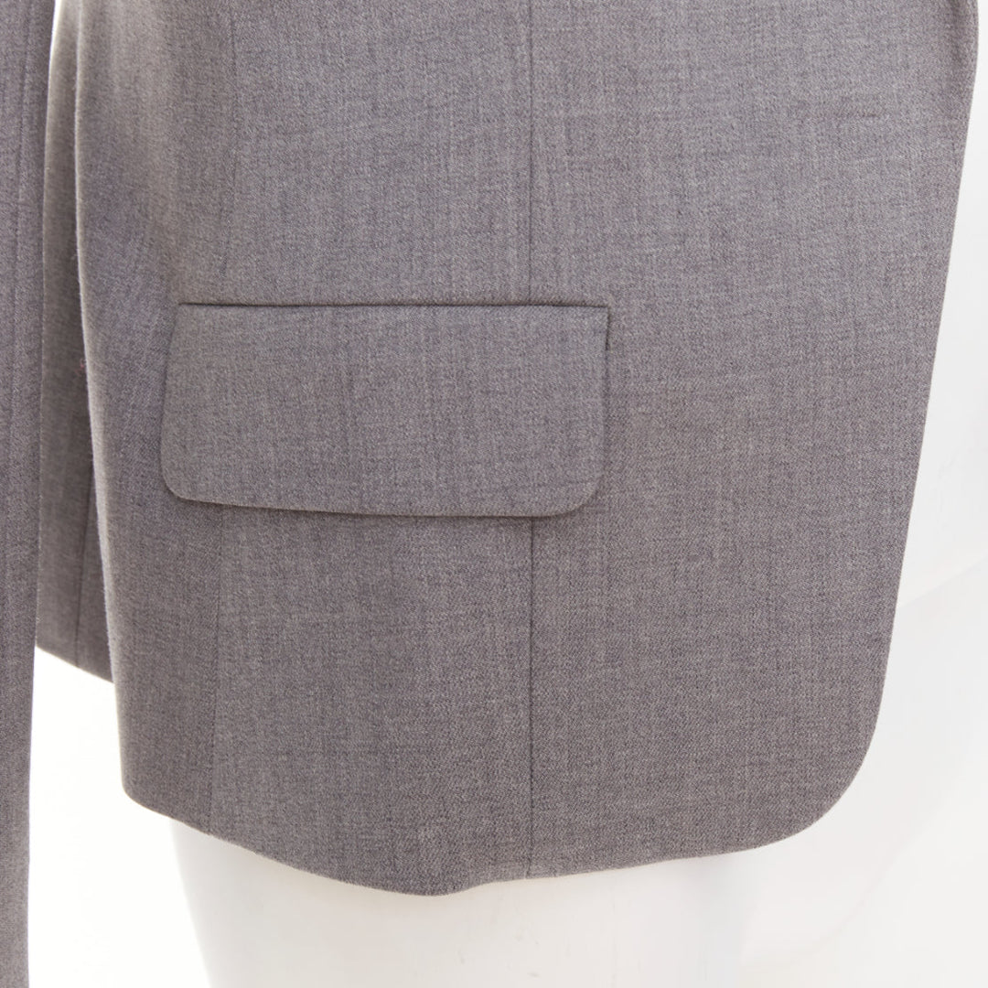 ALEXANDRE VAUTHIER COUTURE grey wooly peak lapel single breasted blazer jacket
