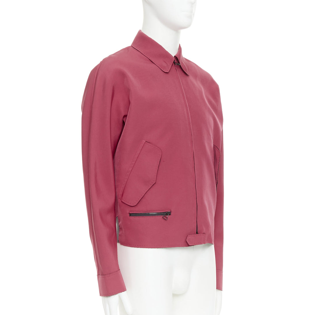 LANVIN red triacetate flap pocketed biker style bomber jacket FR46 S
