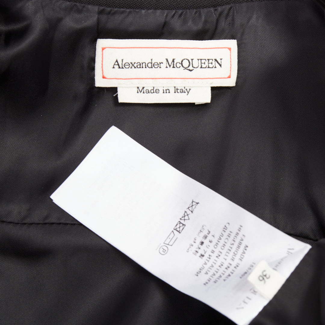 ALEXANDER MCQUEEN 2019 Sarah Burton black wool ruffle peplum blazer IT36 XXS