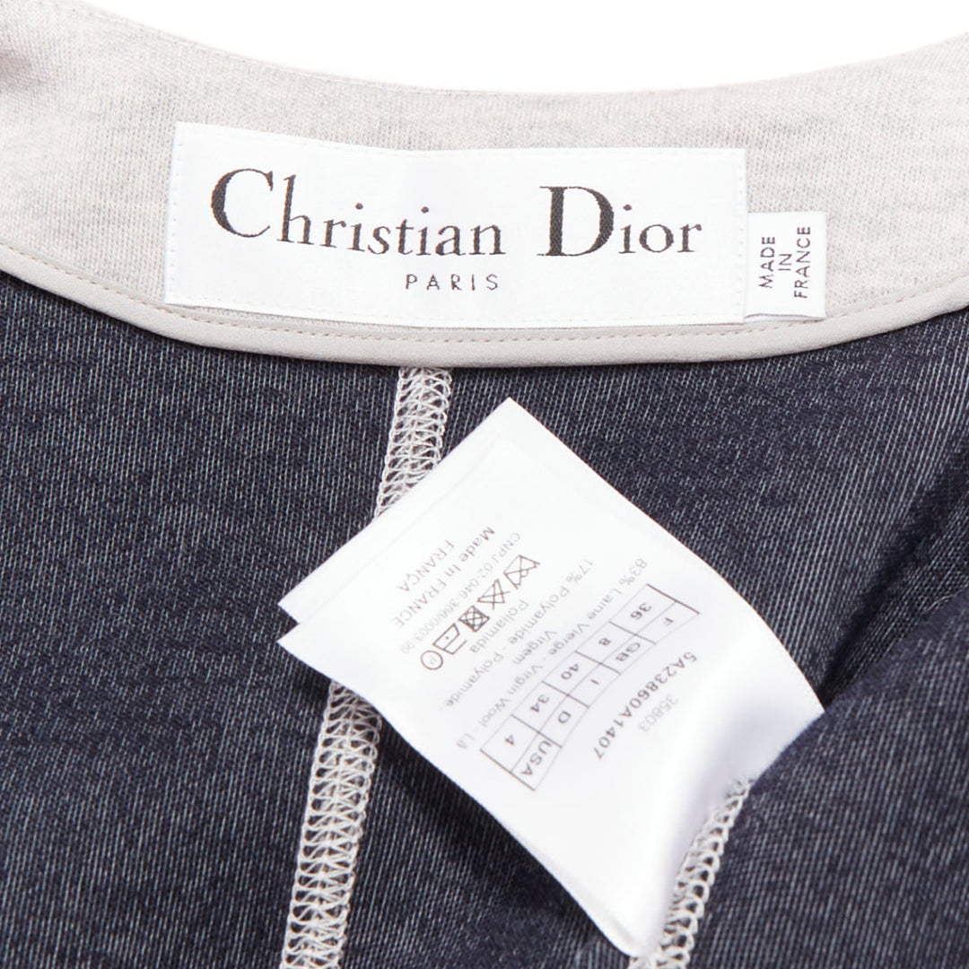 CHRISTIAN DIOR light grey virgin wool jersey cocoon half sleeve coat FR36 S