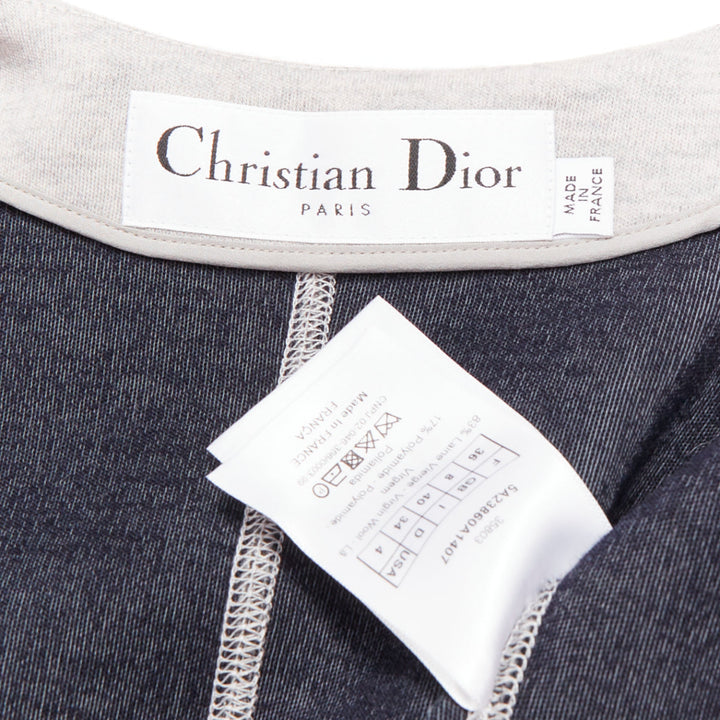 CHRISTIAN DIOR light grey virgin wool jersey cocoon half sleeve coat FR36 S