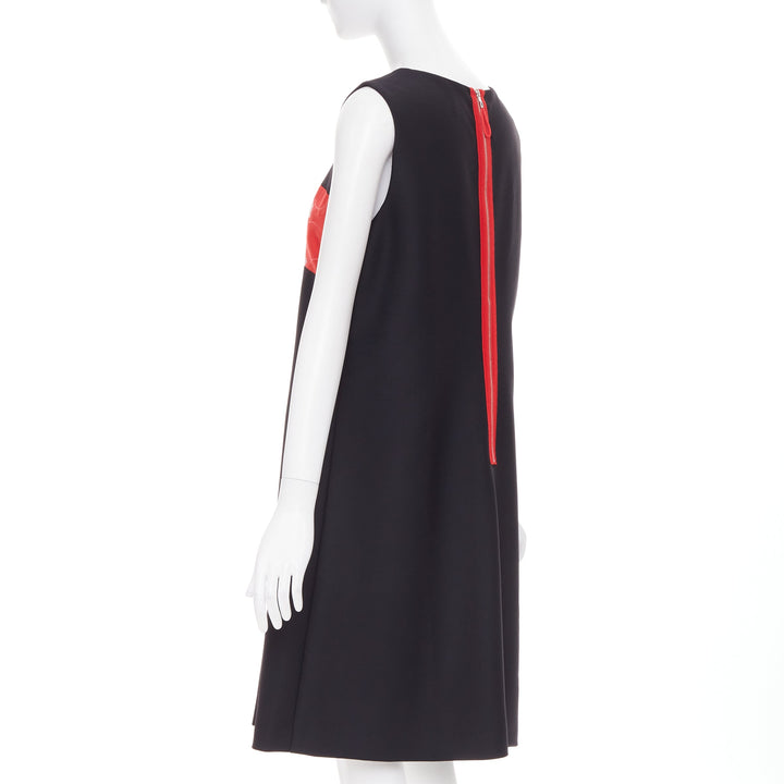 GIORGIO ARMANI Floral Jacquard black red wool blend asymmetric dress IT48 XXL