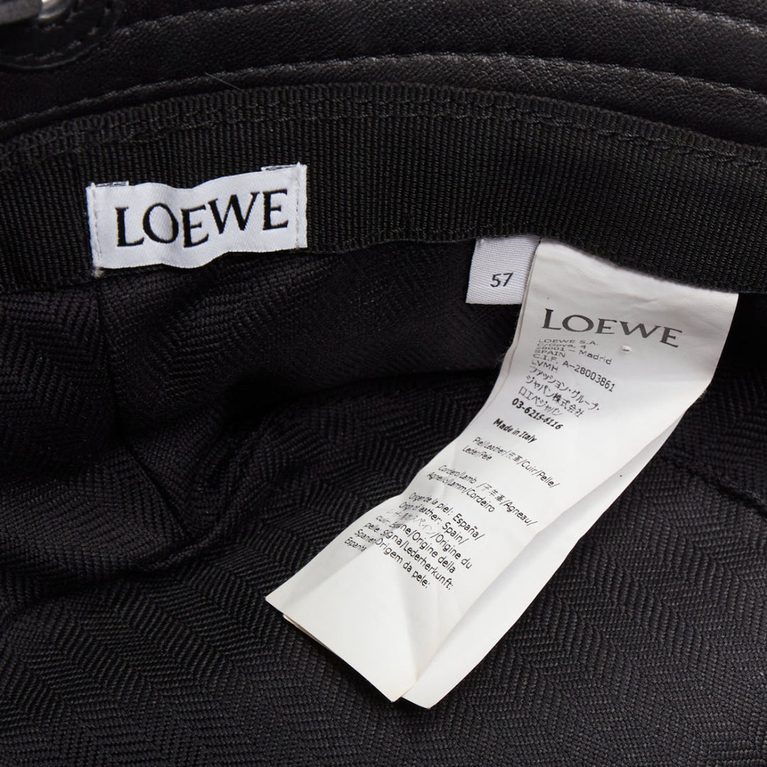 LOEWE 2021 Fisherman black nappa calfskin smooth leather bucket hat 57cm