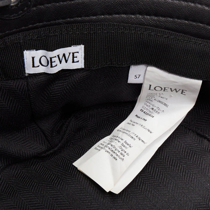 LOEWE 2021 Fisherman black nappa calfskin smooth leather bucket hat 57cm