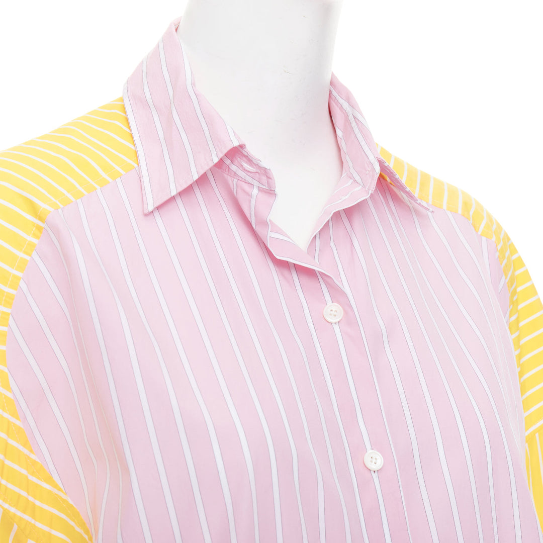 OLD CELINE Phoebe Philo pink yellow striped colorblocked button-up shirt FR36 S