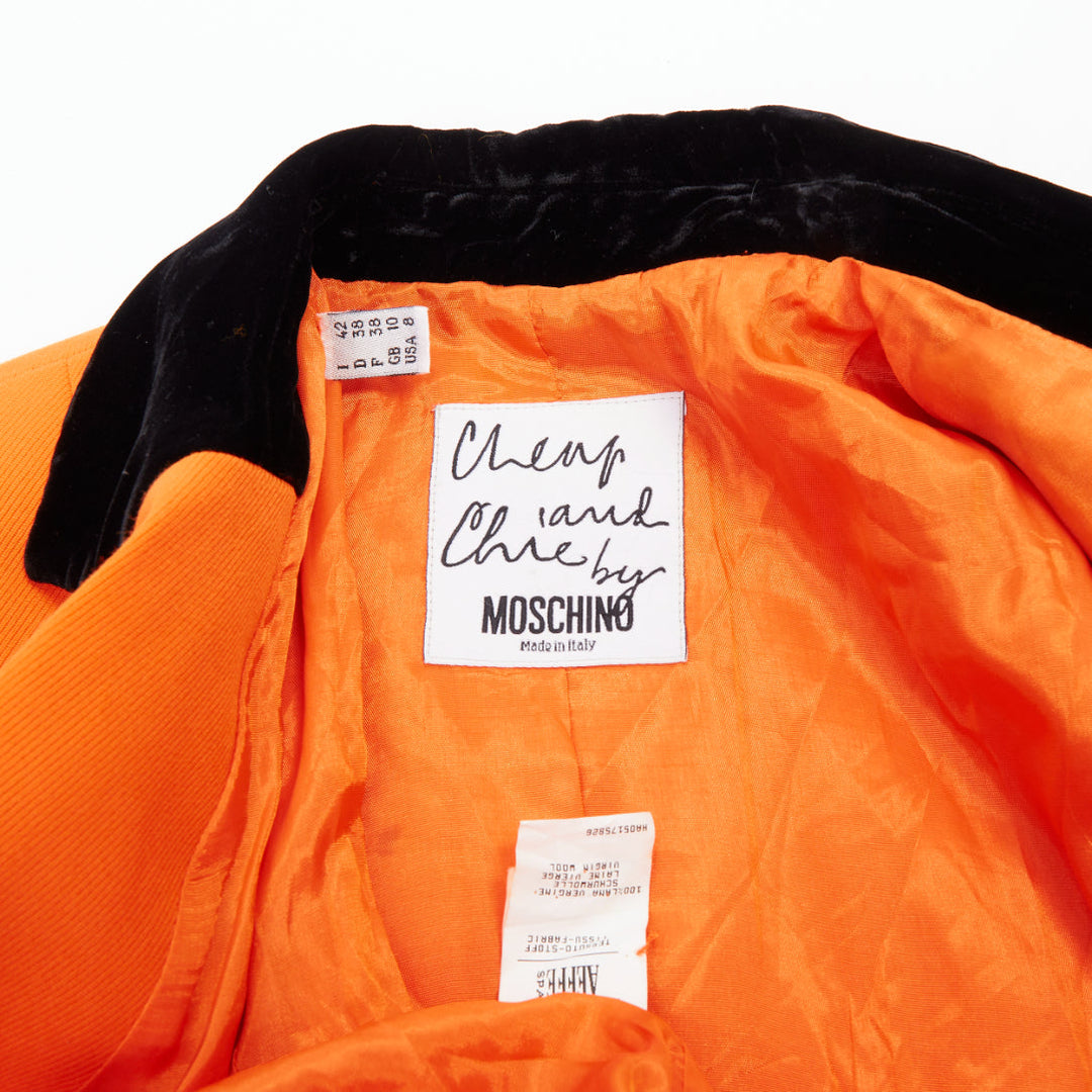 MOSCHINO Cheap & Chic orange virgin wool asymmetric wavy hem blazer IT42 M