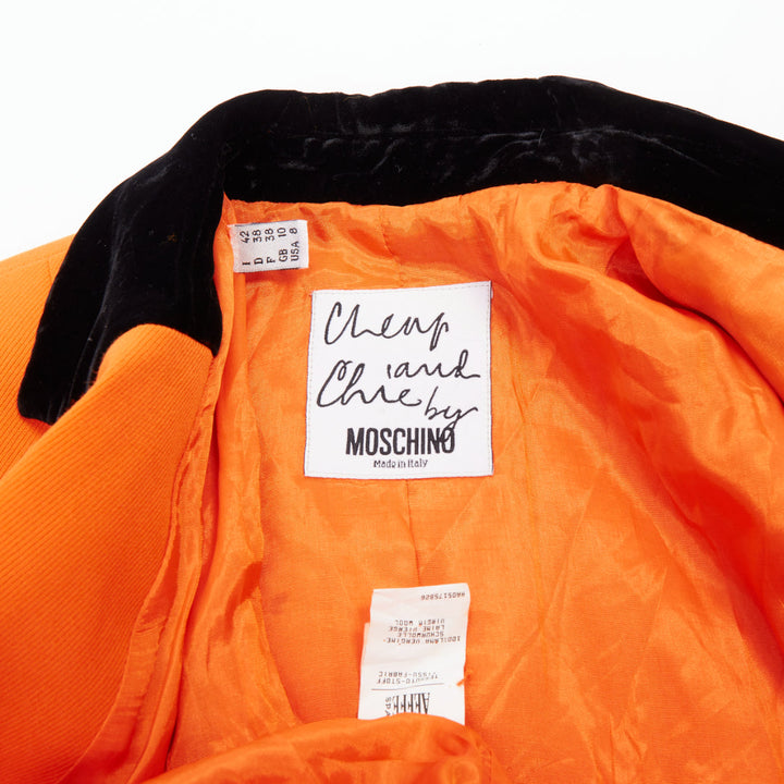 MOSCHINO Cheap & Chic orange virgin wool asymmetric wavy hem blazer IT42 M
