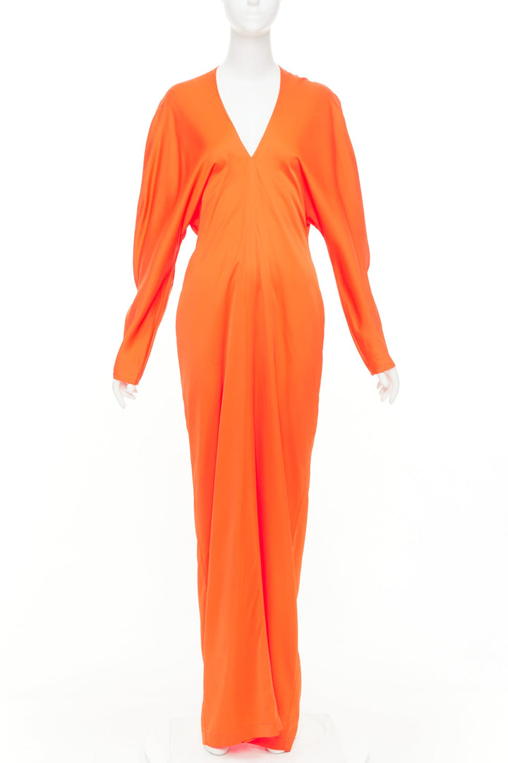 FERRAGAMO Maximilian Davis  Mandarin orange satin kimono gown dress IT38 XS