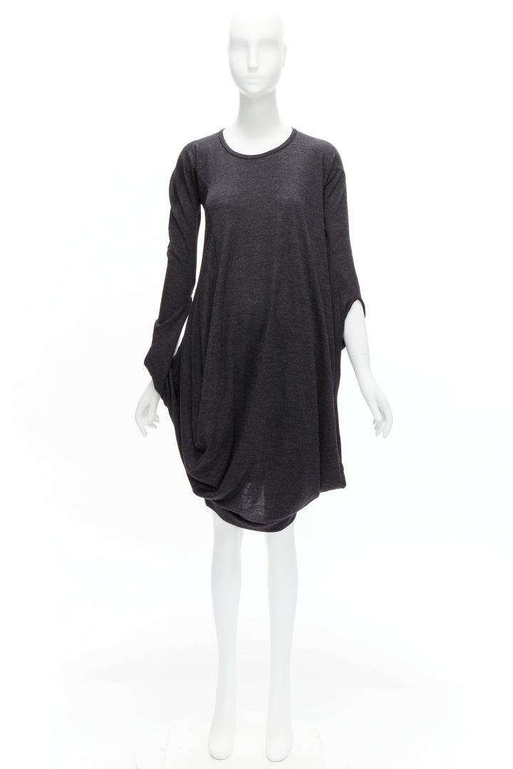 JUNYA WATANABE 2008 100% wool grey asymmetric infinity sleeve draped dress XS