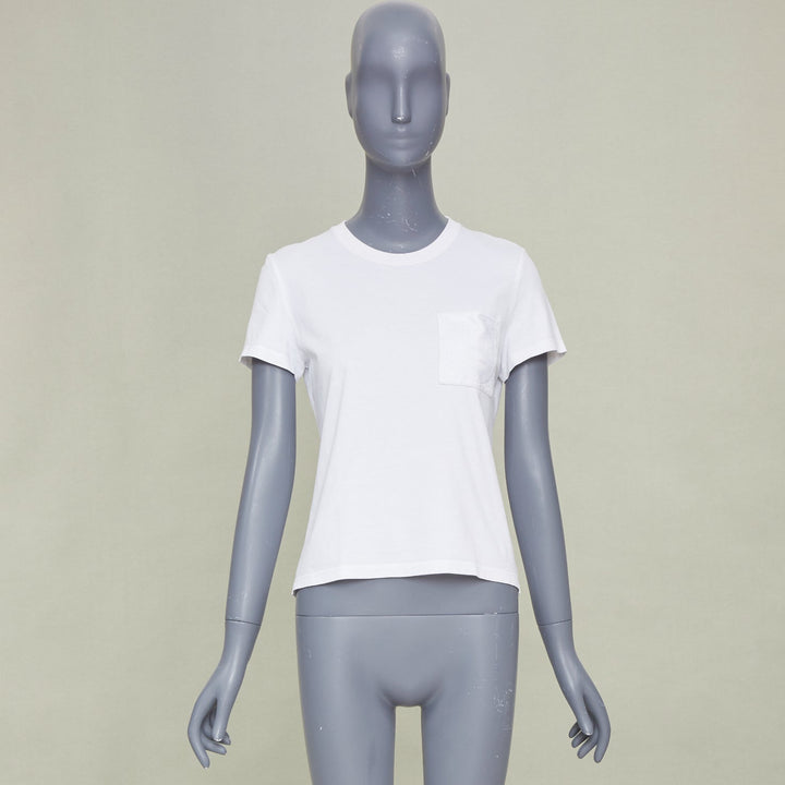 HERMES 2024 Mosaique Au 24 embroidered H pocket blanc white cotton tshirt FR38 M