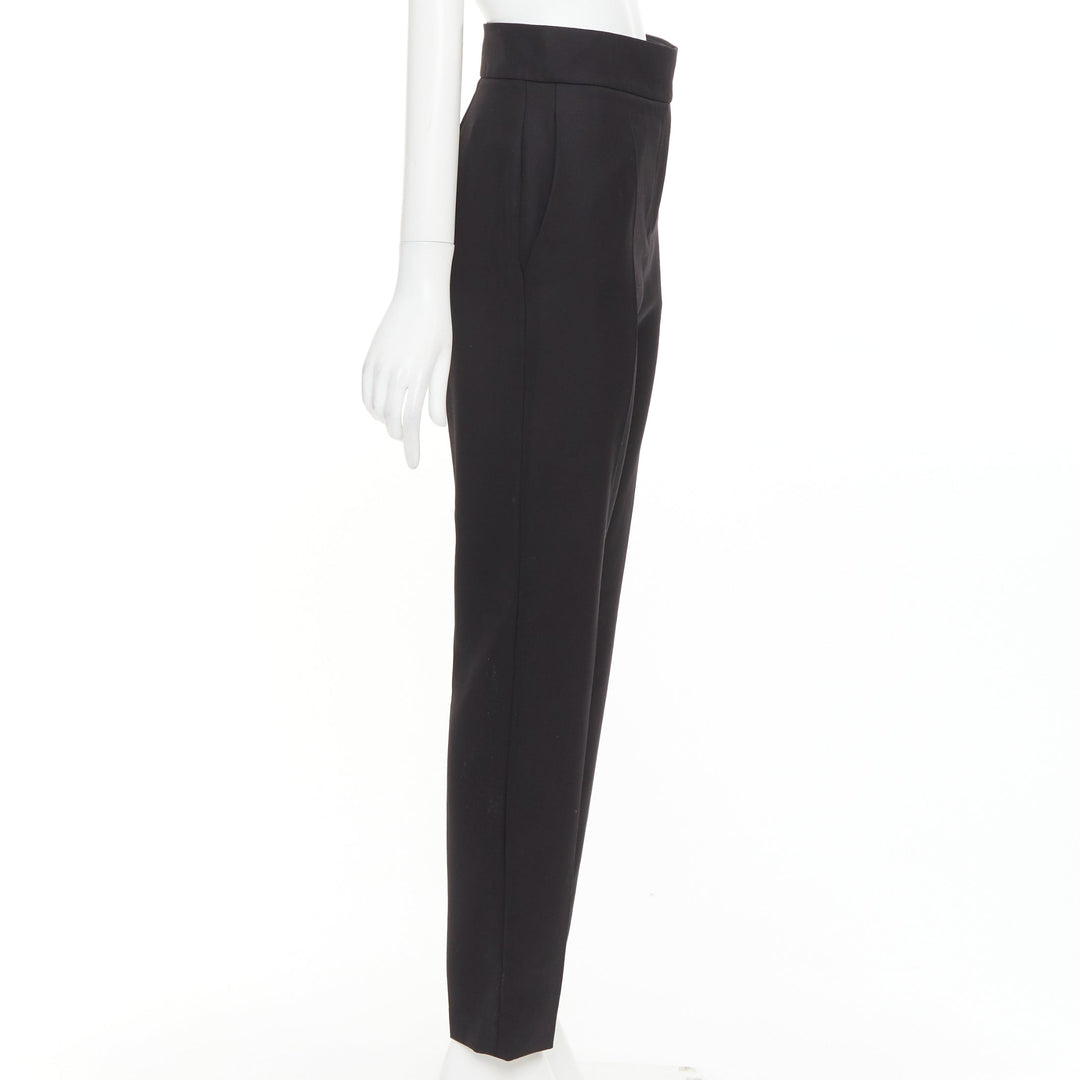 ALEXANDRE VAUTHIER black wool blend high waisted slim leg cropped pants
