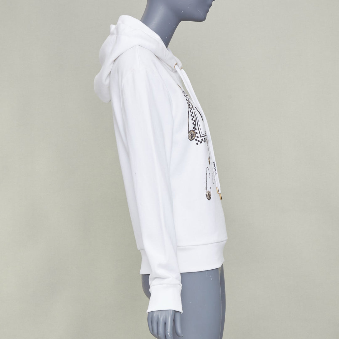 VERSACE 2020 white safety pin 90s vintage logo cotton graphic sweatshirt IT38 XS