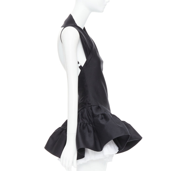 SHUSHU TONG Multilayer Bubble black wool silk puff skirt dress XS