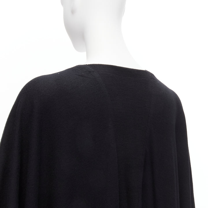 ISSEY MIYAKE 1980s Vintage black wool side zip draped cowl neck coat JP9