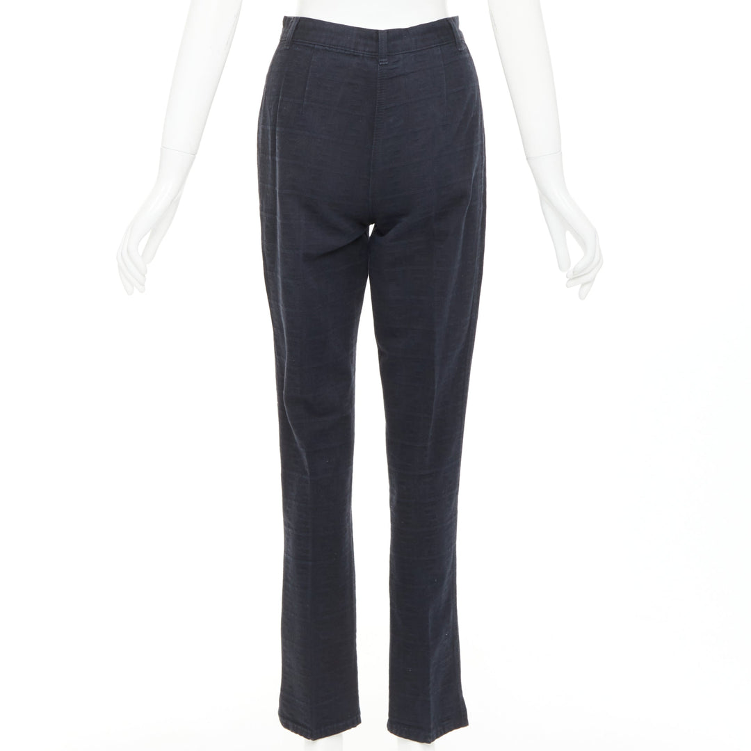 FENDI JEANS Vintage black FF Zucca cotton jacquard high waisted crop pants
