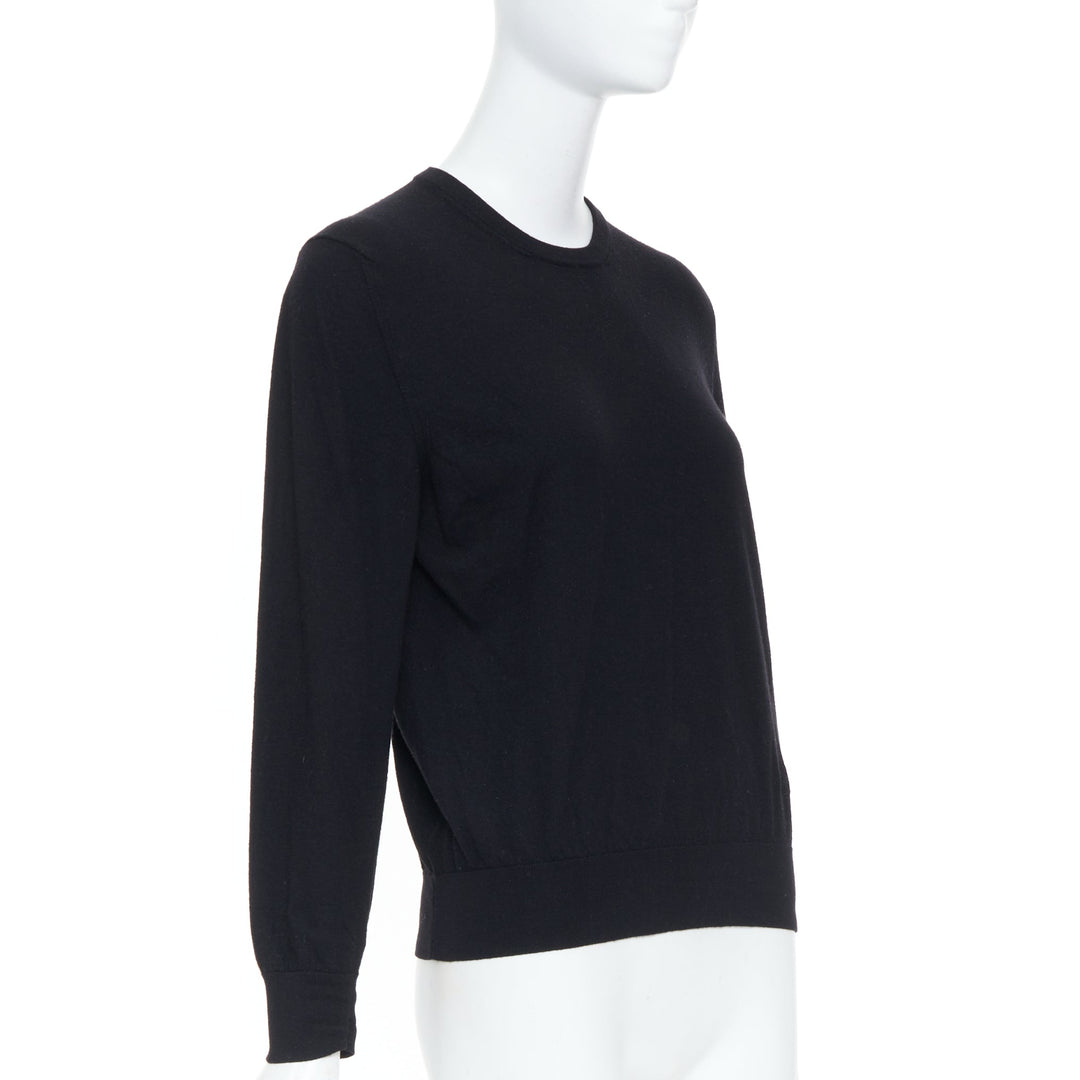 LOEWE JW Anderson black merino wool embroidered anagram logo knit crew sweater S