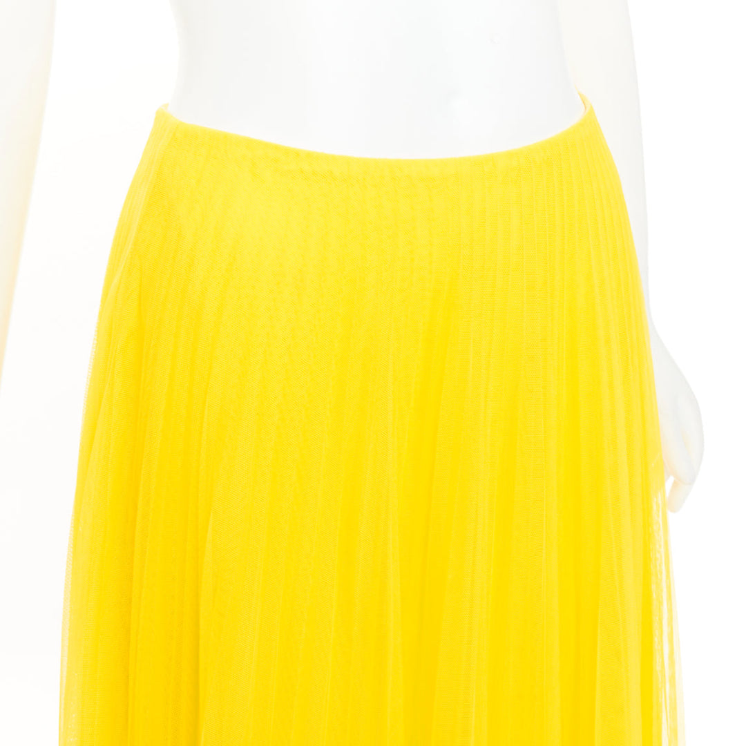 RALPH LAUREN PURPLE LABEL yellow pleated mesh silk lined midi skirt XS US0