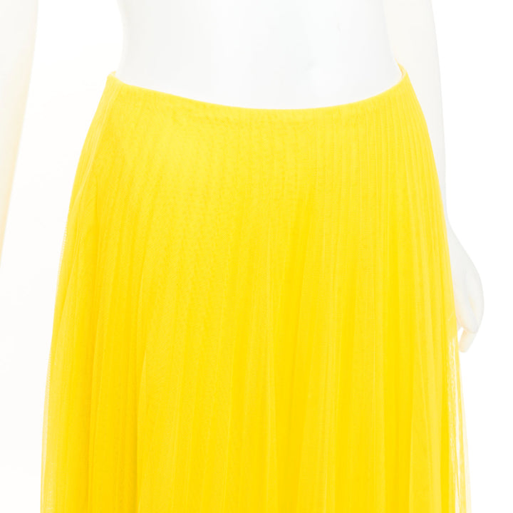 RALPH LAUREN PURPLE LABEL yellow pleated mesh silk lined midi skirt XS US0