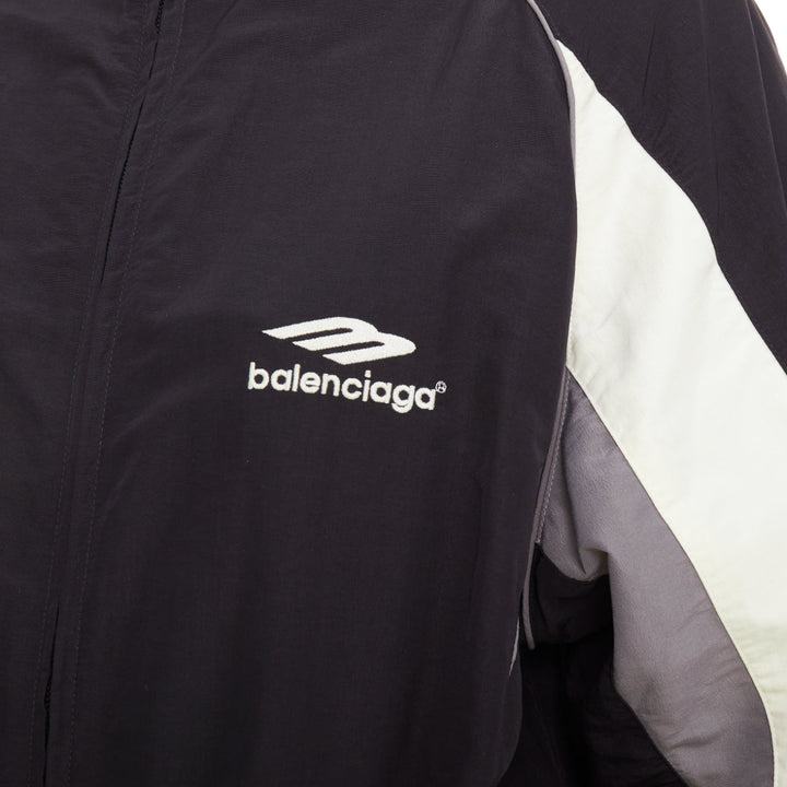 BALENCIAGA 2023 3B black grey white sports oversized track jacket S