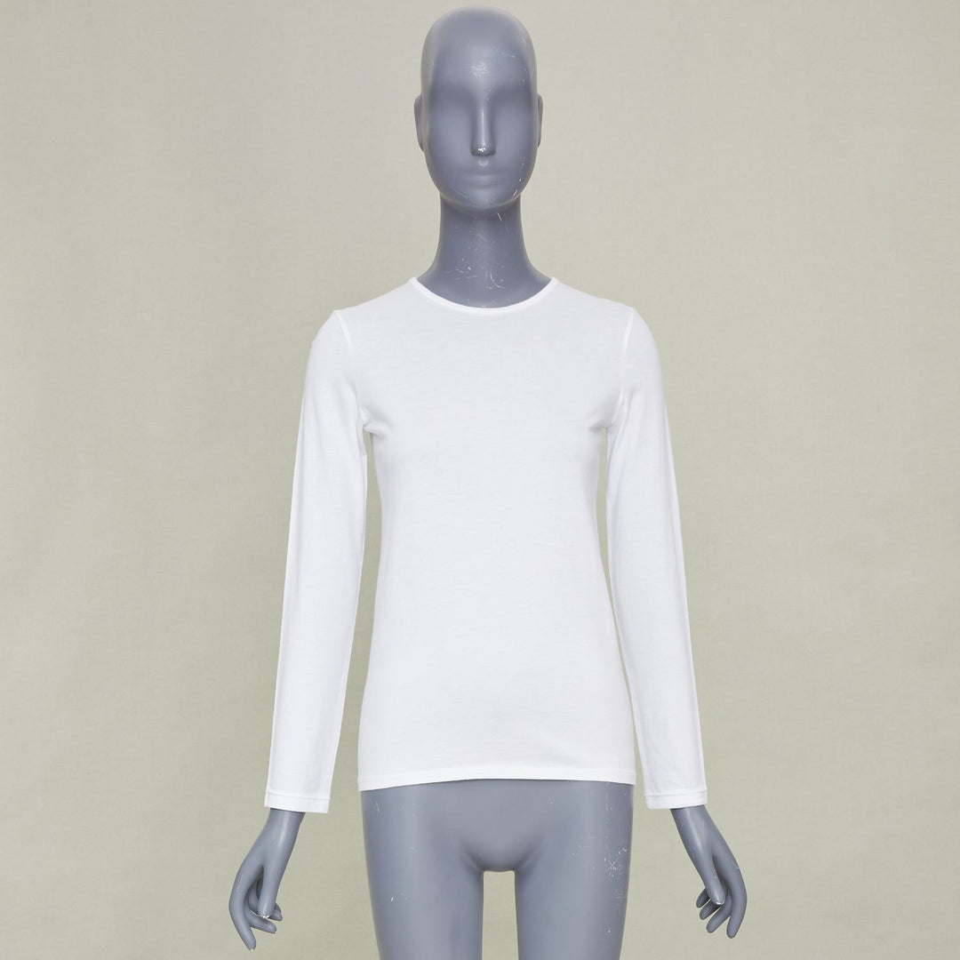 THE ROW Core Essentials Back Seam optic white combed cotton long sleeve top XS
