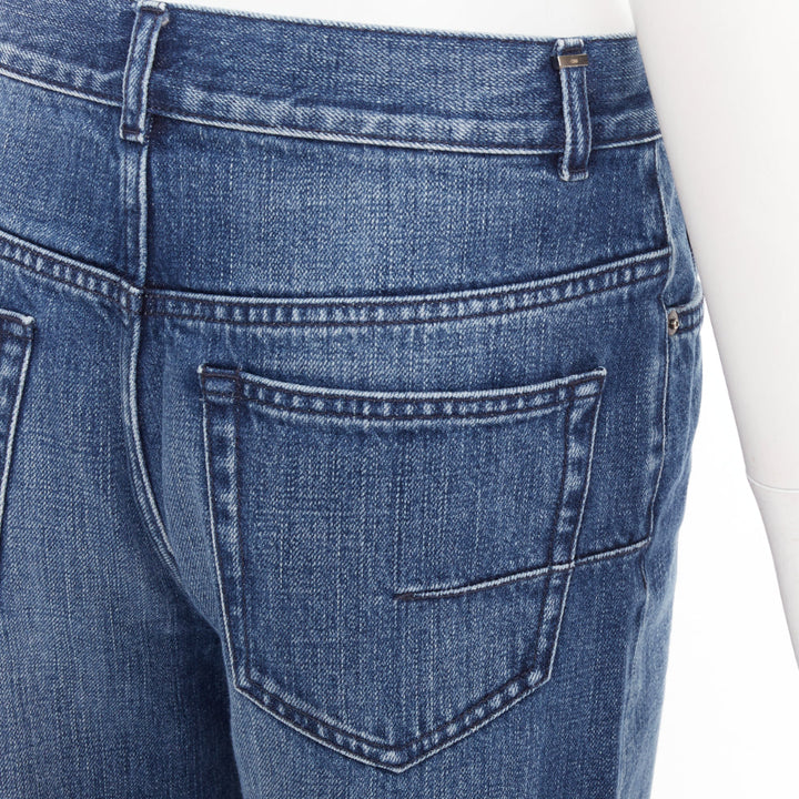 CHRISTIAN DIOR blue cotton darted pockets wide leg denim cropped jeans FR36 S