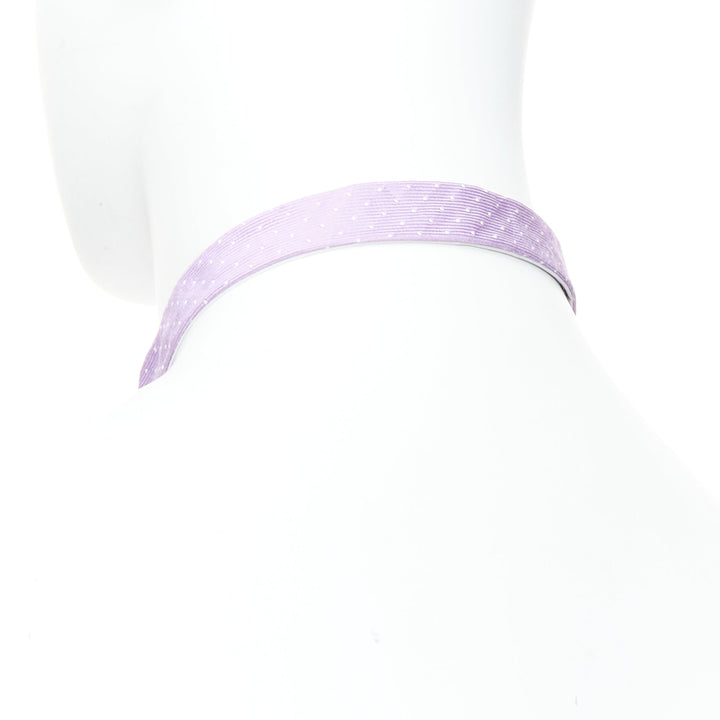 LANVIN 100% silk purple white dot classy bow tie