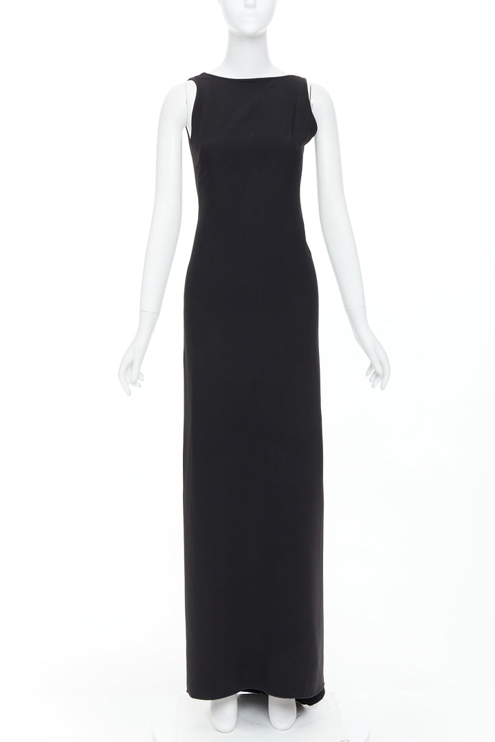 THIMISTER Vintage black asymmetric back drape taped long dress FR36 S