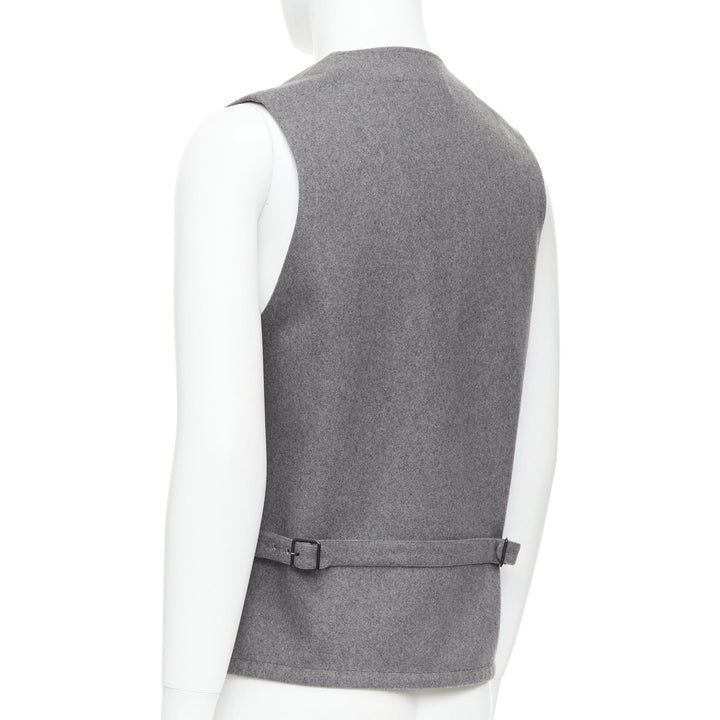 CHRISTOPHE LEMAIRE grey virgin wool cotton tape bonded waist coat vest Sz3