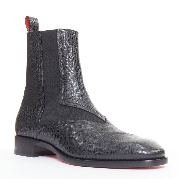 CHRISTIAN LOUBOUTIN Boabi black calf leather elastic chelsea boot EU43.5 US10.5
