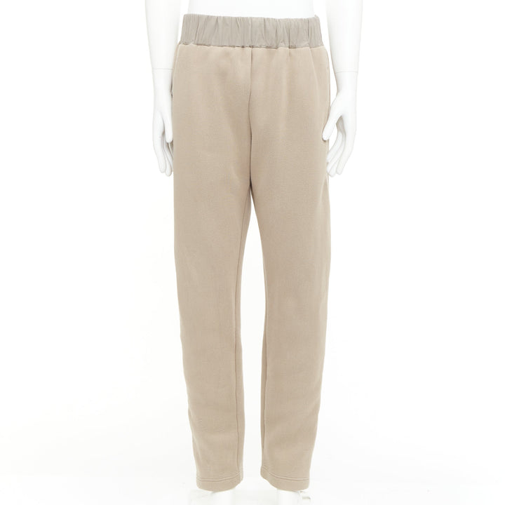 BOTTEGA VENETA beige contrast waistband elastic jogger pants IT48 M