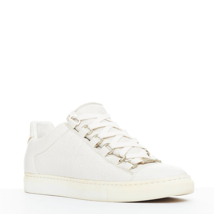 BALENCIAGA Arena off white grained leather lace up sneakers EU35