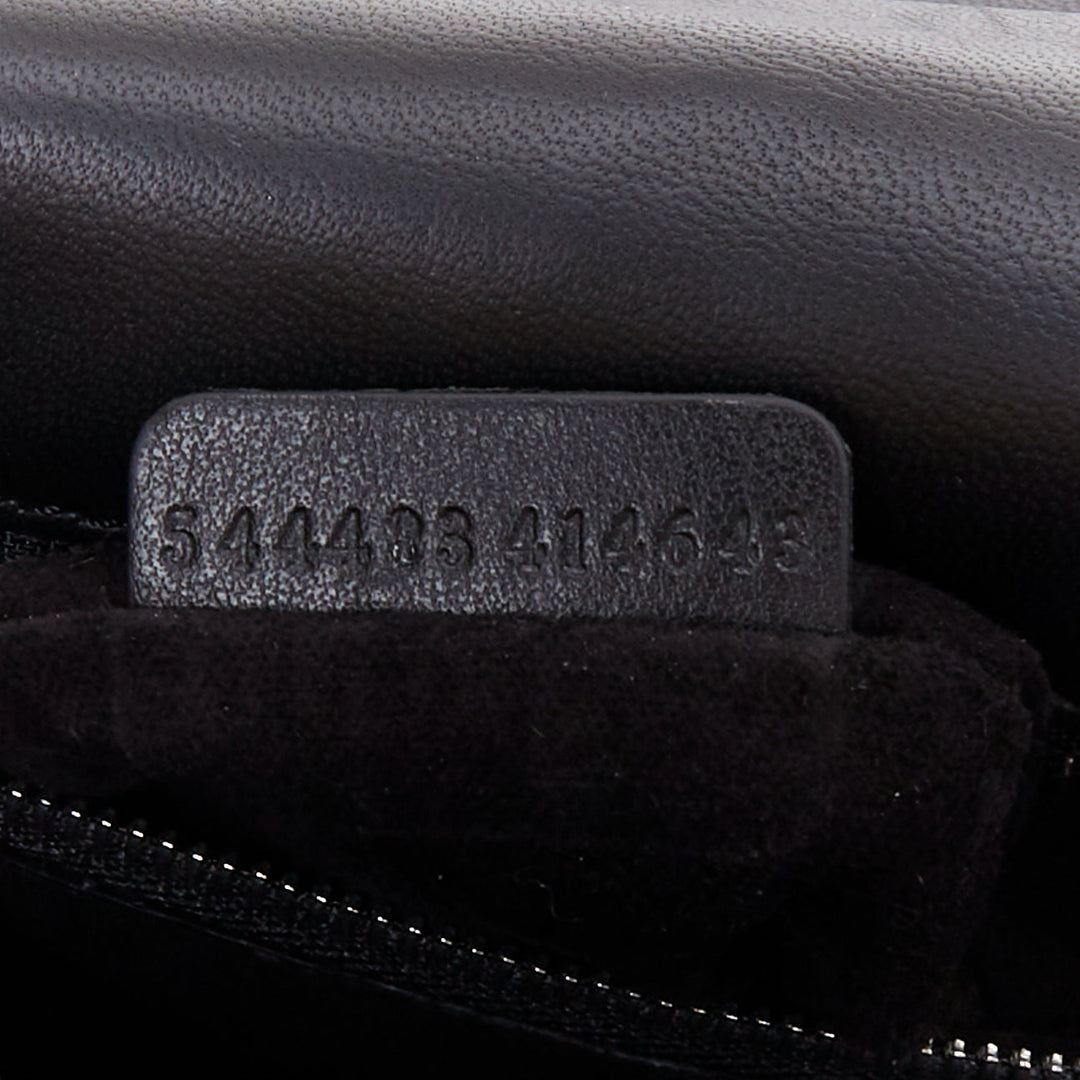 ALEXANDER MCQUEEN black lambskin leather floral embroidered 2 way satchel bag