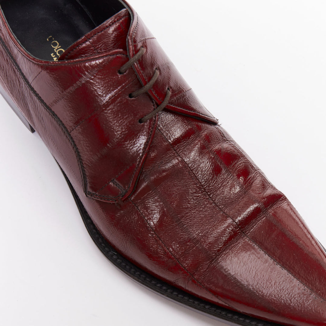 DOLCE GABBANA burgundy leather curled toe brogue shoes UK6 EU40
