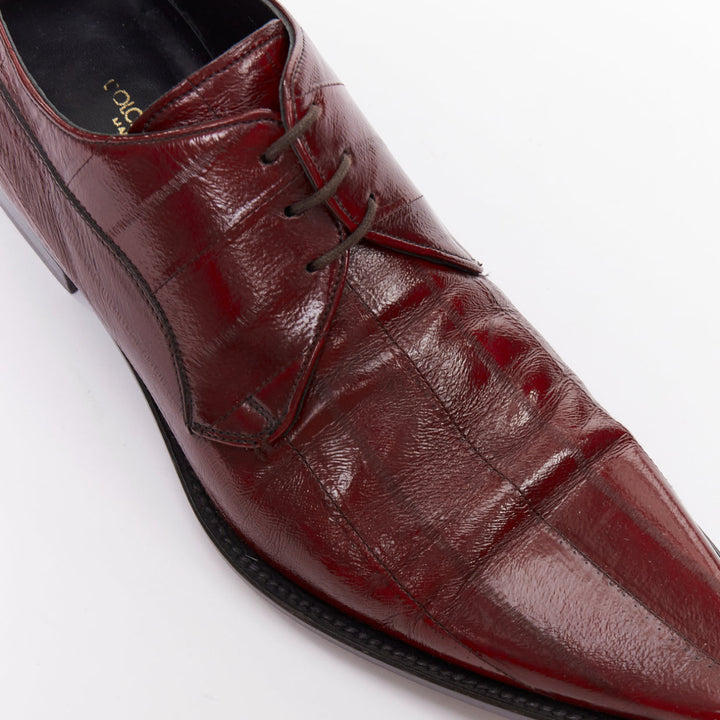 DOLCE GABBANA burgundy leather curled toe brogue shoes UK6 EU40