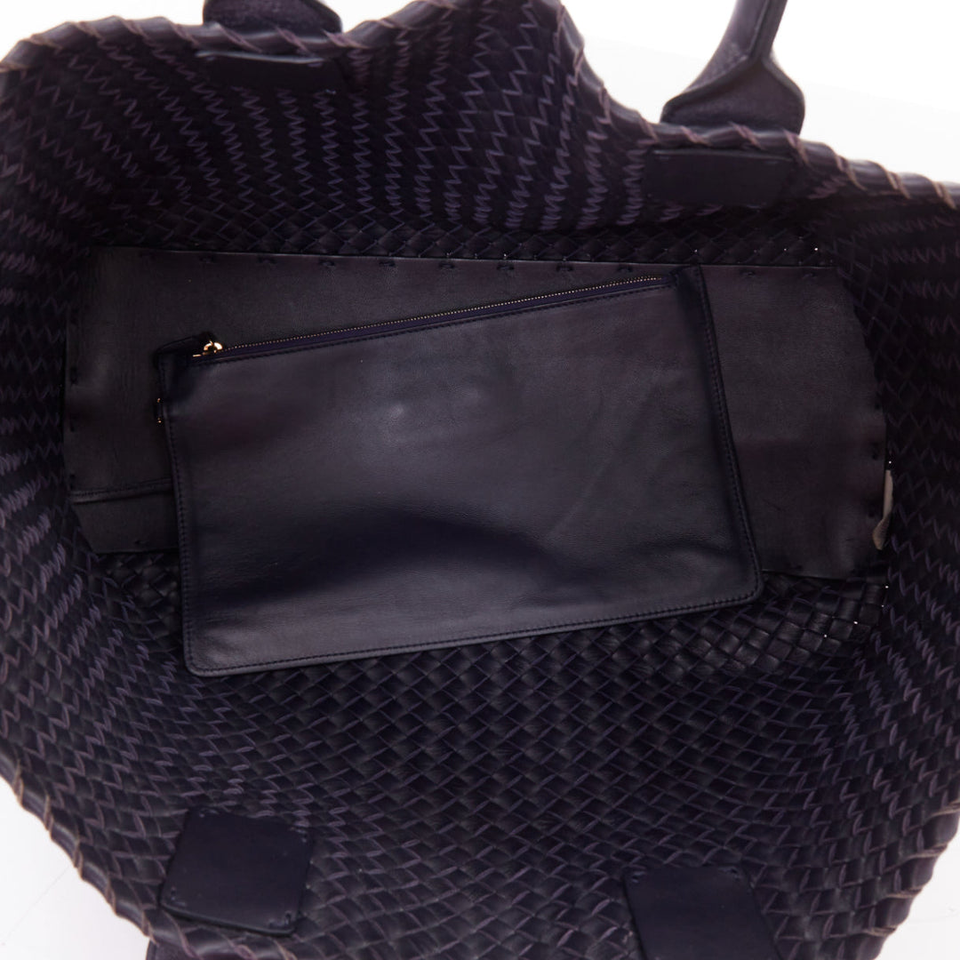BOTTEGA VENETA Cabat Medium Limited navy blue woven lambskin slouchy tote bag