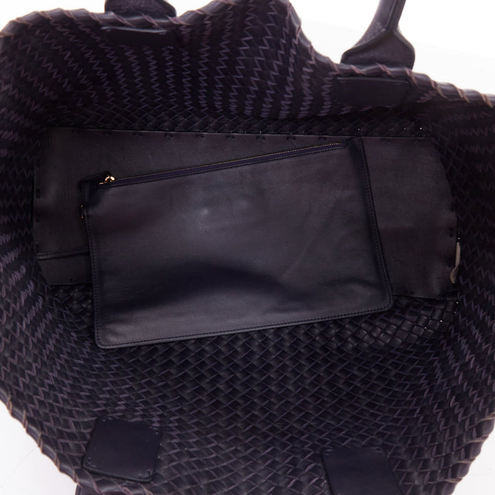 BOTTEGA VENETA Cabat Medium Limited navy blue woven lambskin slouchy tote bag