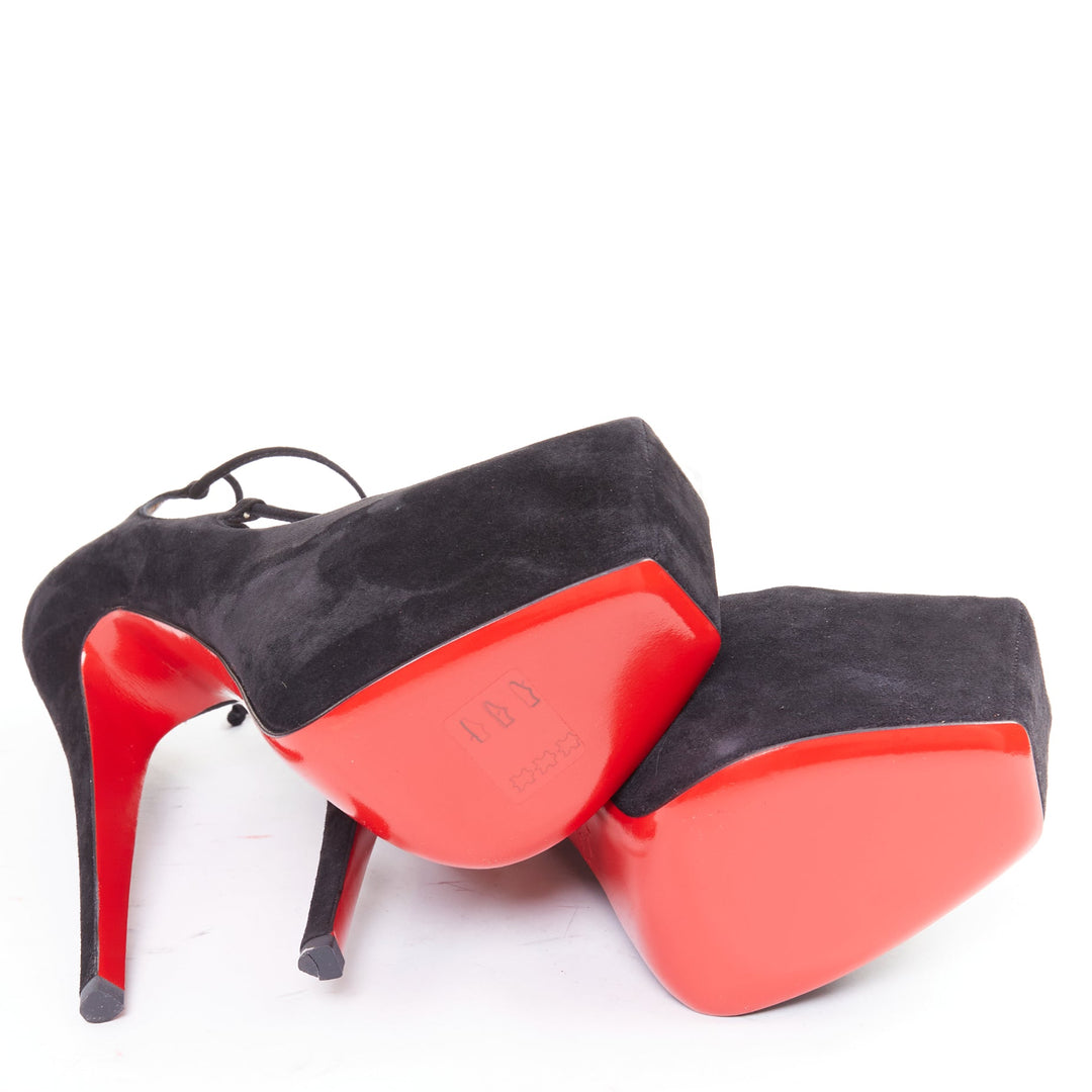 CHRISTIAN LOUBOUTIN Ghildarc 160 suede square toe lace up platform pumps EU37.5