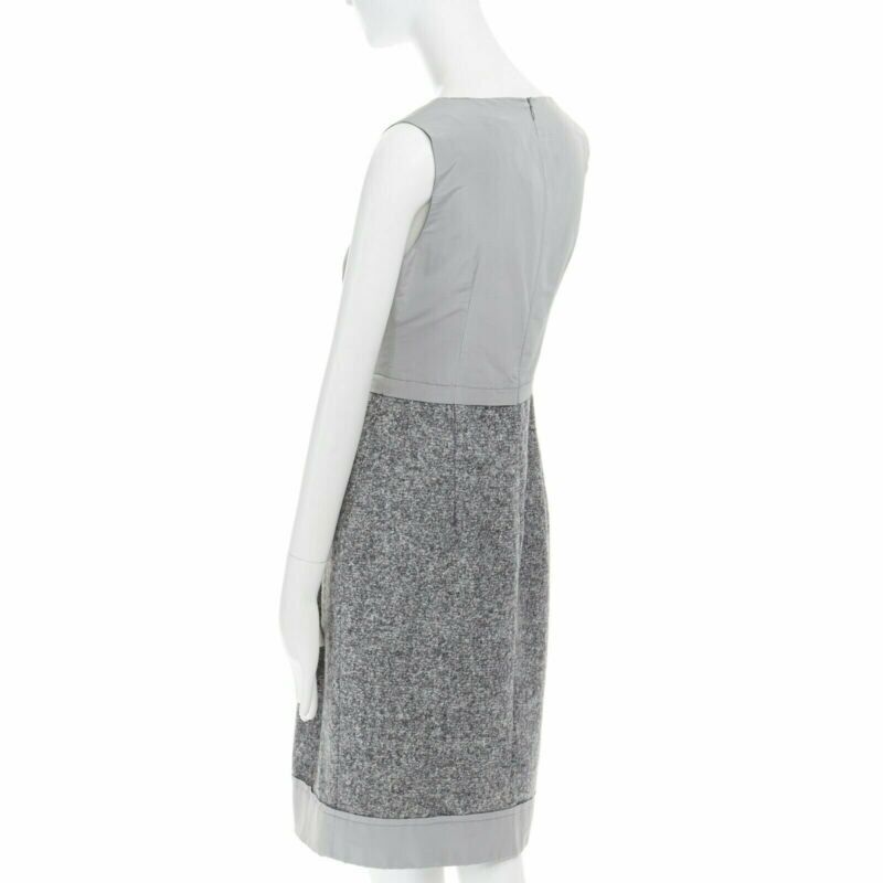 MAX MARA grey polyamide speckle wool skirt sleeveless work dress US8 FR40 M