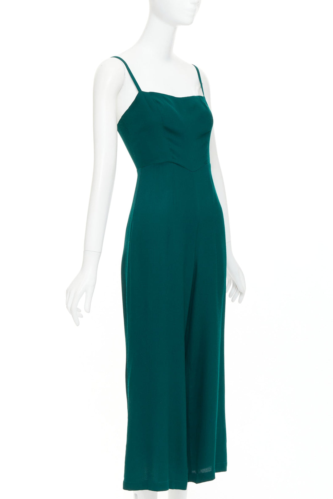 REFORMATION forest green viscose blend square neck cropped jumpsuit US0 XS