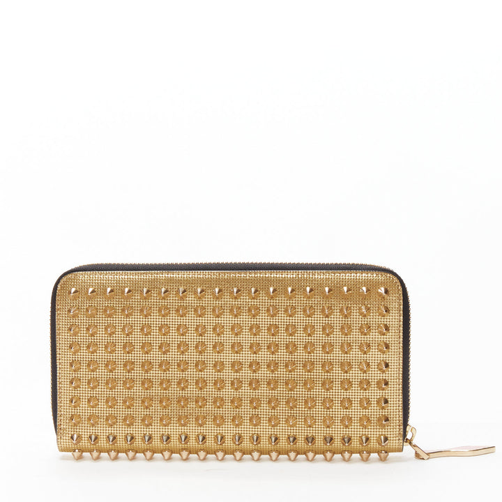 CHRISTIAN LOUBOUTIN Panettone gold studded leather zip around long wallet