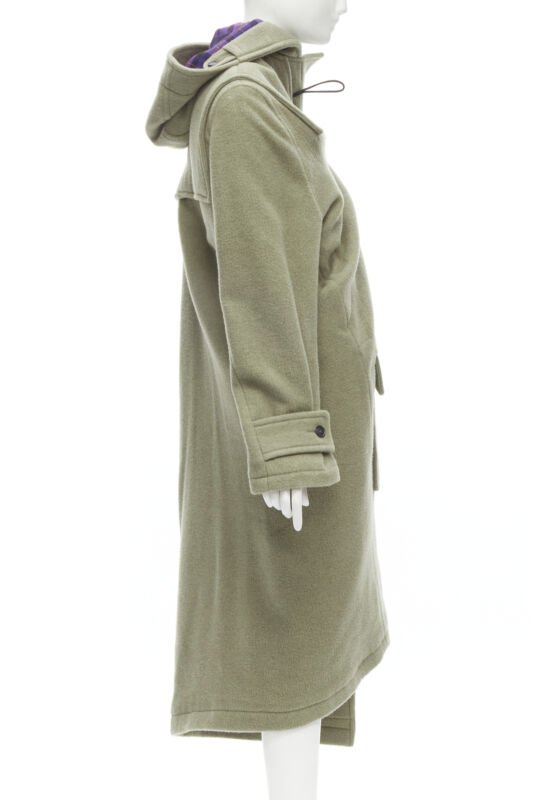 BALENCIAGA 2018 Runway Pulled khaki grey toggle wrap coat M