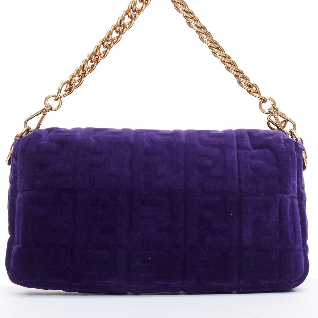 FENDI Baguette Viola Plus Vellto FF embossed purple velvet crossbody bag