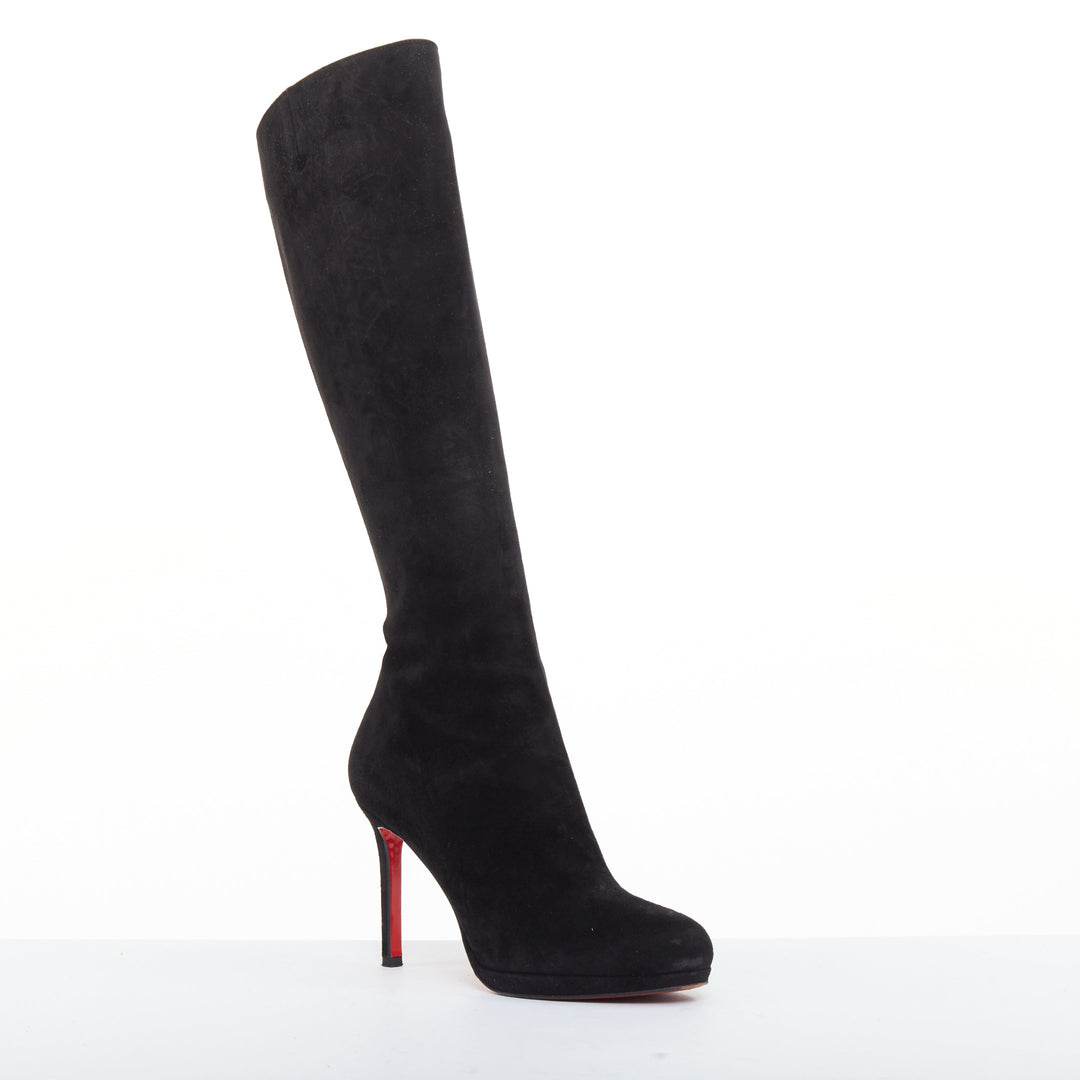CHRISTIAN LOUBOUTIN Botalili 100 veau velour black suede platform boots EU37.5