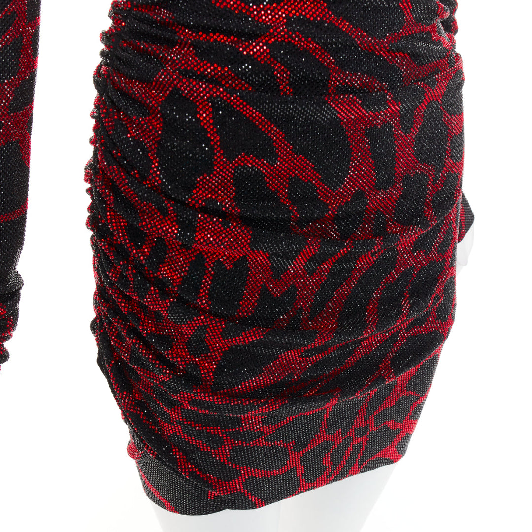 ALEXANDRE VAUTHIER red black Giraffe crystal strass encrusted jersey mini dress